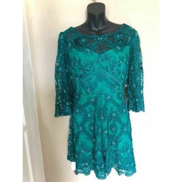 Free People Romper Women's Size 10 Sequin 3/4 sleeve Dress New with Tags - Picture 4 of 10
